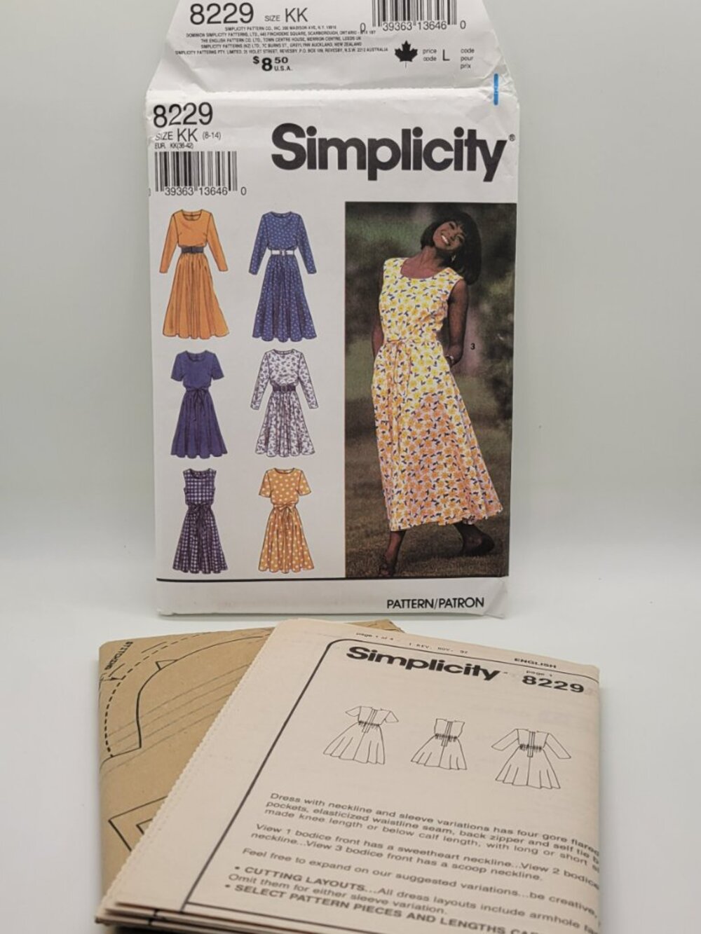 Vintage 1992 Simplicity 8229 Sewing Pattern Size 8-14 Dress UNCUT Misses Petite
